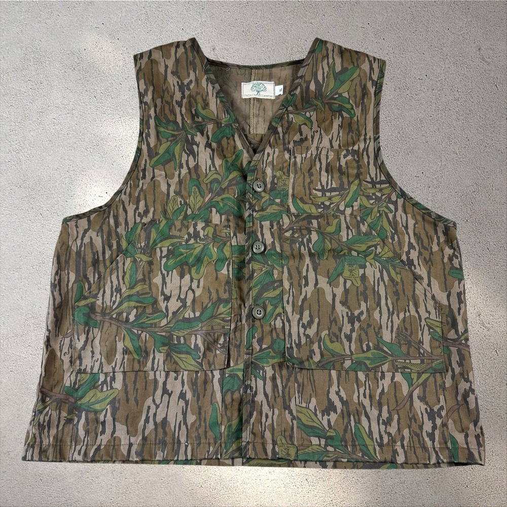 Vintage Mossy Oak Greenleaf Camo Hunting Vest Mens XL USA